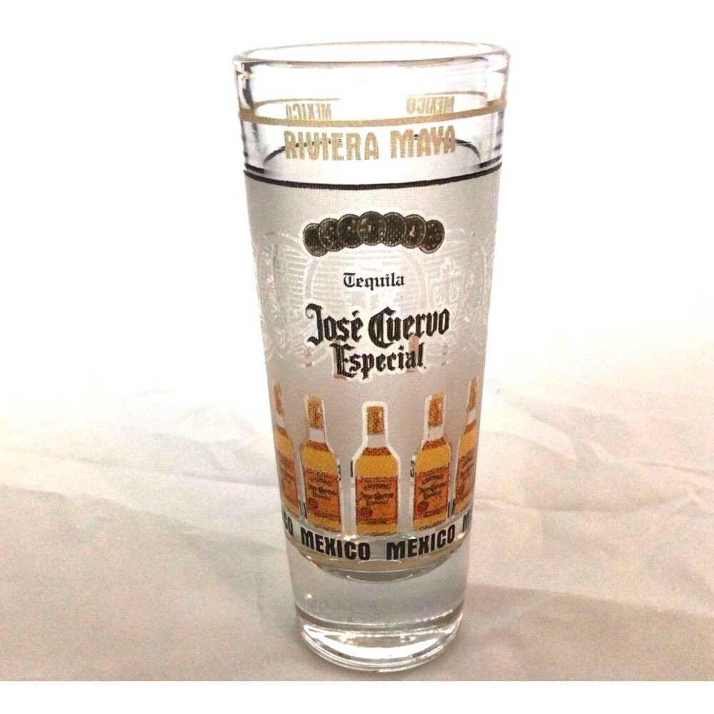JOSE CUERVO ESPECIAL TEQUILA Tall Shot Glass Cancun Riviera Maya Mexico